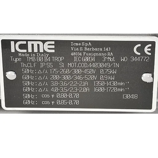 Шильдик двигателя насоса DVP LC.25