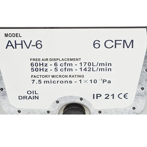 Шильдик двухступенчатого пластинчато-роторного вакуумного насоса AiVac AHV-6