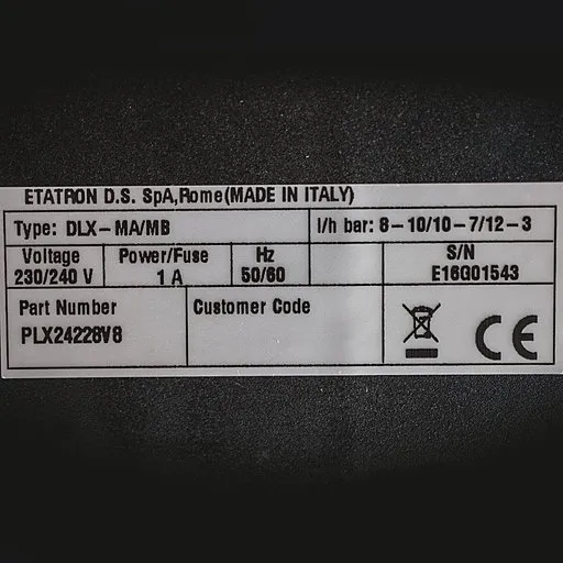 Шильдик насоса Etatron DLX MA/MB 08-10