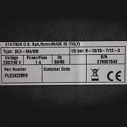 Шильдик насоса Etatron DLX MA/MB 08-10