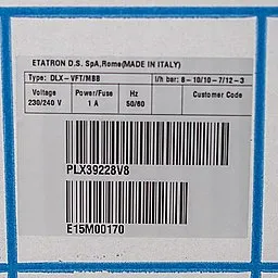 Кодовая маркировка насосов Etatron DLX VFT/MBB 08-10
