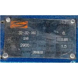 Шильдик насоса для горячих масел ZY Technology RY 32-32-160