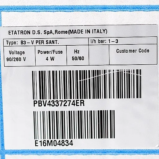 Шильдик модели Etatron B3-V PER 0103