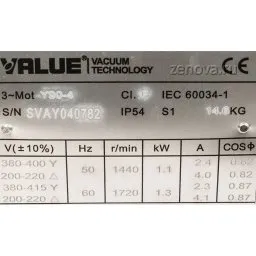 Шильдик вакуумного насоса Value VSV-028