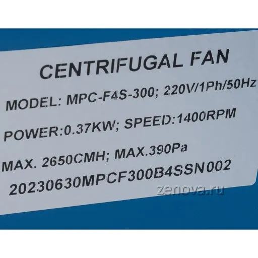 Шильдик вентилятора Zenova Fans MPC-F4S-300