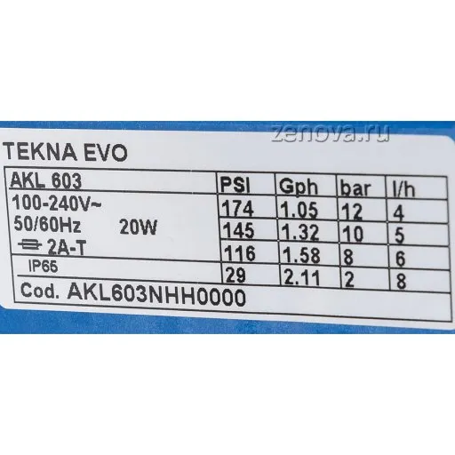 Шильдик насоса Seko Tekna Evo AKL 603