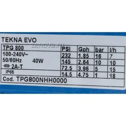 Шильдик насоса Seko Tekna Evo TPG 800