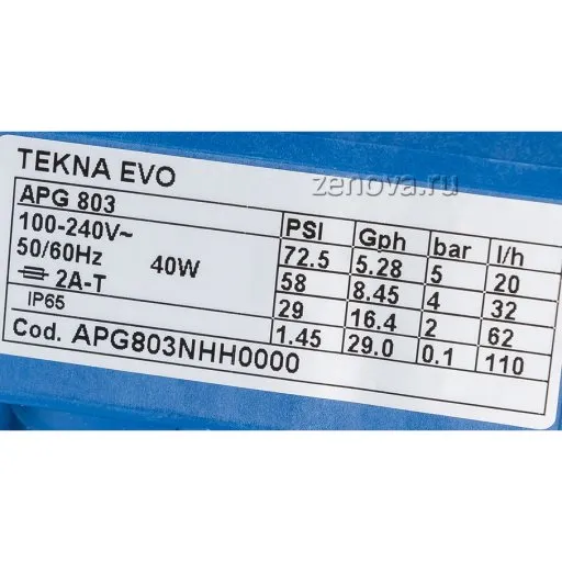 Шильдик насоса Seko Tekna Evo APG 803