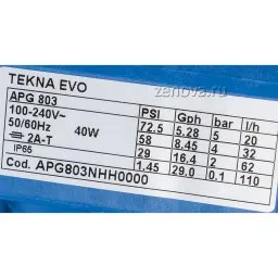 Шильдик насоса Seko Tekna Evo APG 803
