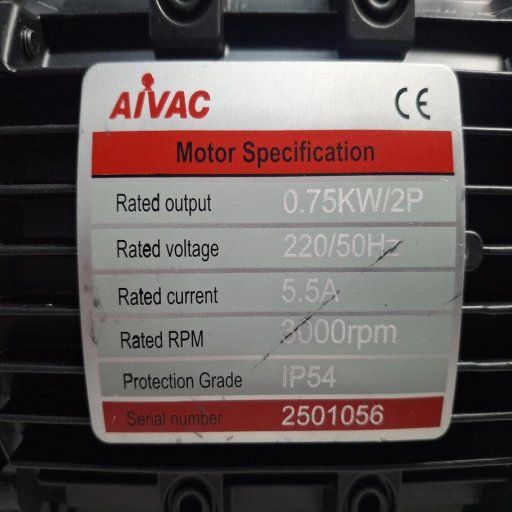 Шильдик пластинчато-роторного вакуумного насоса AiVac ASV-020_220