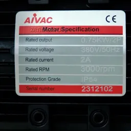Шильдик пластинчато-роторного вакуумного насоса AiVac ASV-020