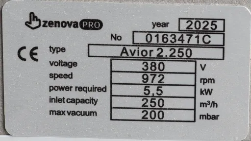 Шильдик безмасляного вакуумного насоса Avior 2.250