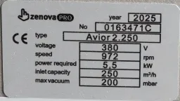 Шильдик безмасляного вакуумного насоса Avior 2.250