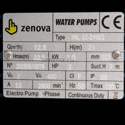 Шильдик модели Zenova INL 32-21/2