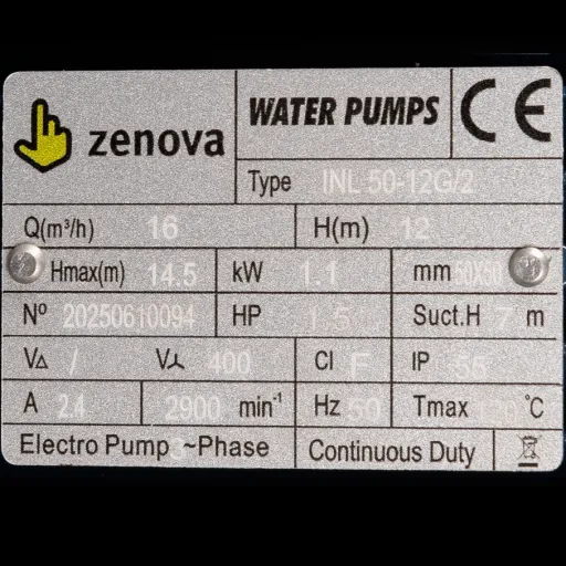 Шильдик Zenova INL 50-12/2