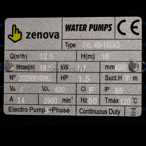 Шильдик модели Zenova INL 40-16/2