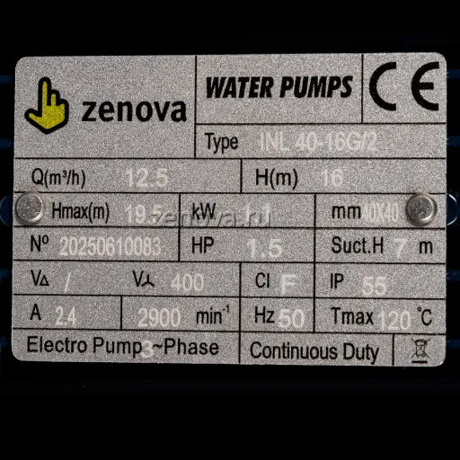 Шильдик модели Zenova INL 40-16/2