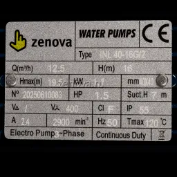 Шильдик модели Zenova INL 40-16/2