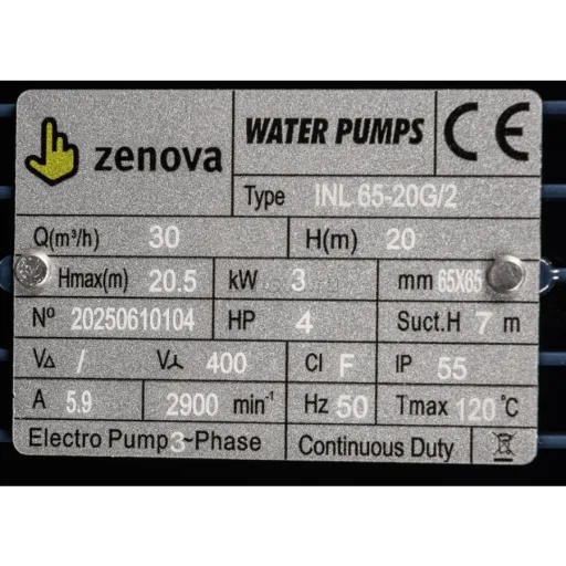 Шильдик модели Zenova INL 65-20/2