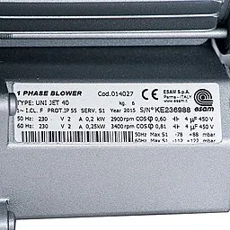 Шильдик модели Esam UNIJET 40 (220В)