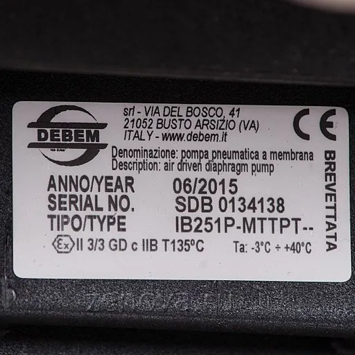 Шильдик модели Debem BOXER 251-P