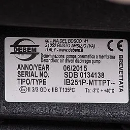 Шильдик модели Debem BOXER 251-P