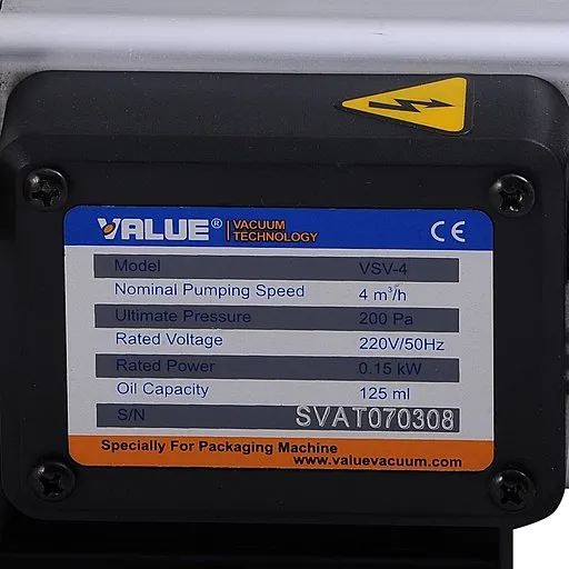 Шильдик вакуумного насоса Value VSV-4_220