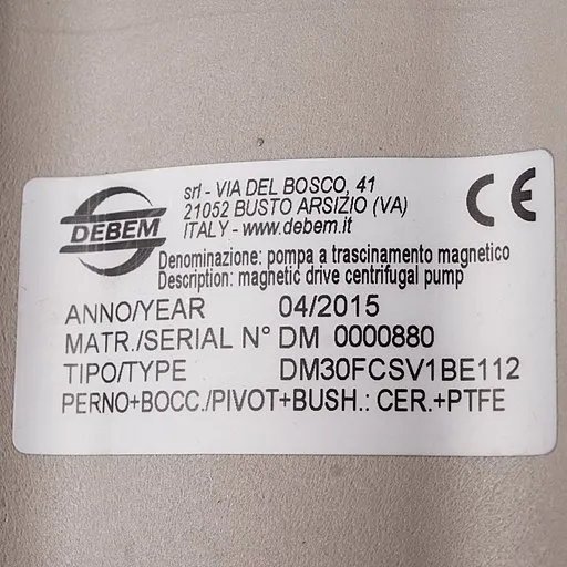 Шильдик насоса Debem DM30FCSV1BE112