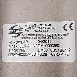 Шильдик насоса Debem DM30FCSV1BE112
