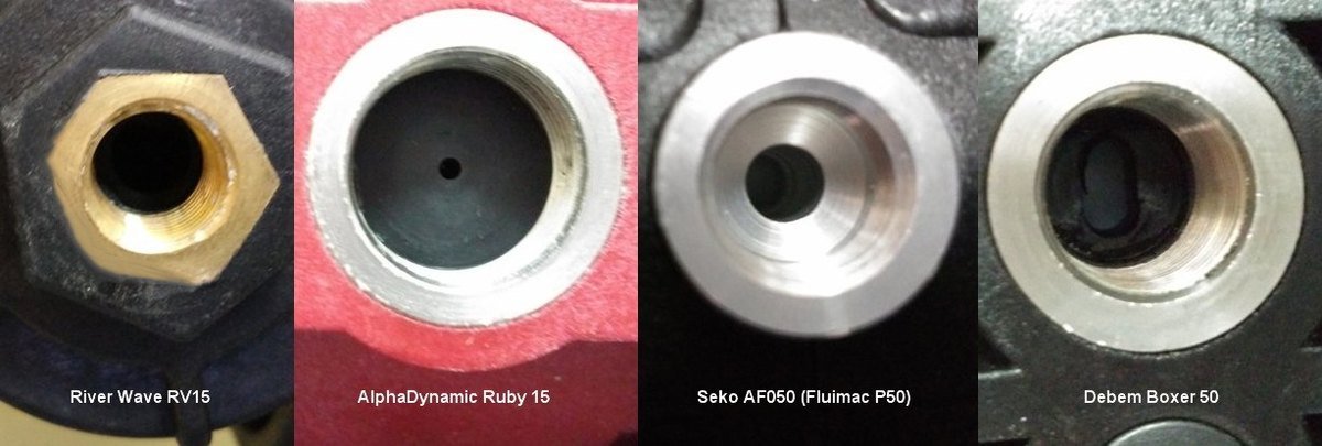 Отверстия воздушных клапанов насосов: River Wave R15, AlphaDynamic Ruby 15, Seko AF 050, Debem Boxer 50